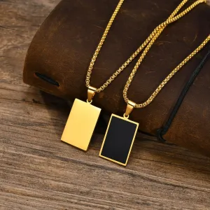 Black Square Necklaces for Men Boys