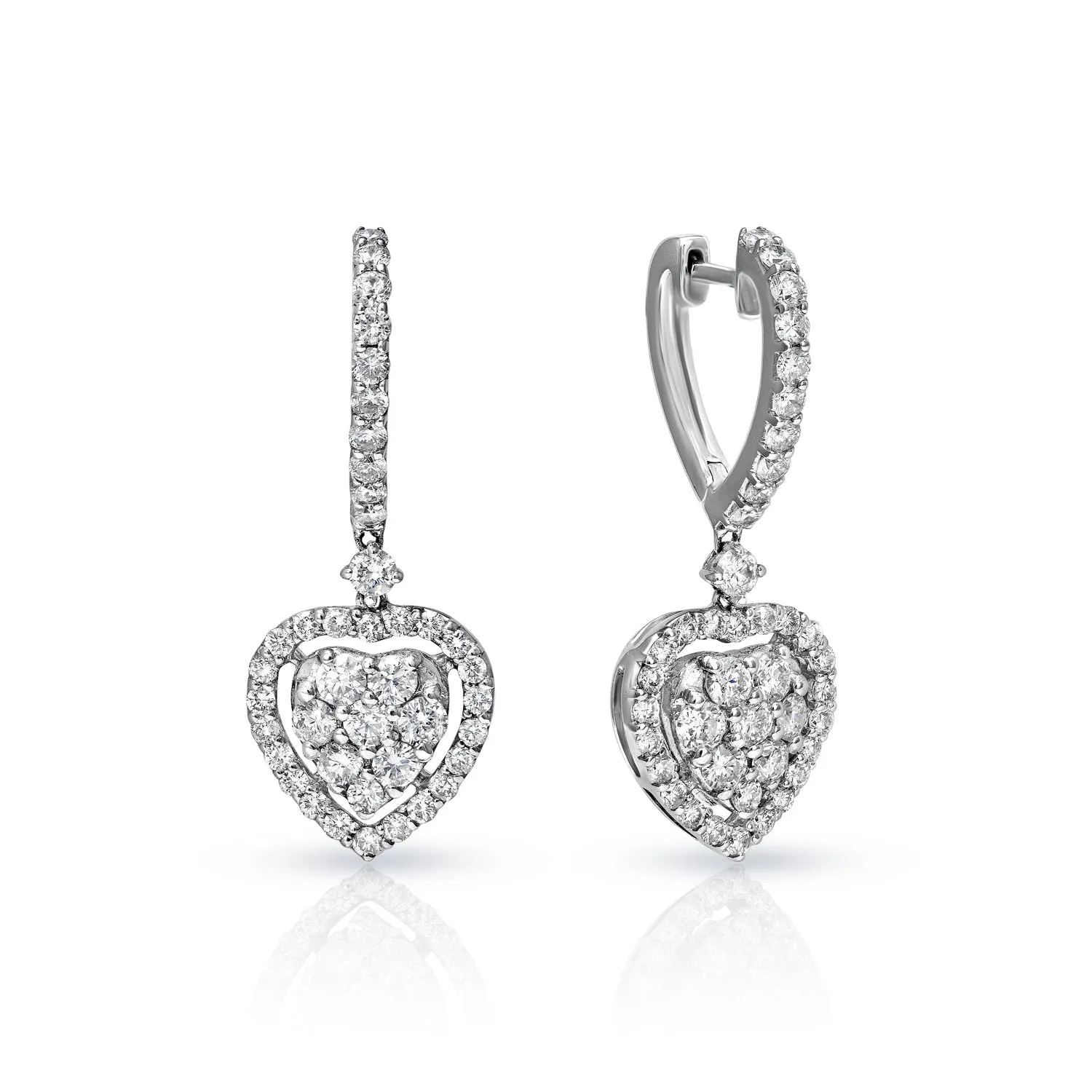Brea 1 Carat Round Brilliant Cut Diamond Drop Earrings in 18k White Gold