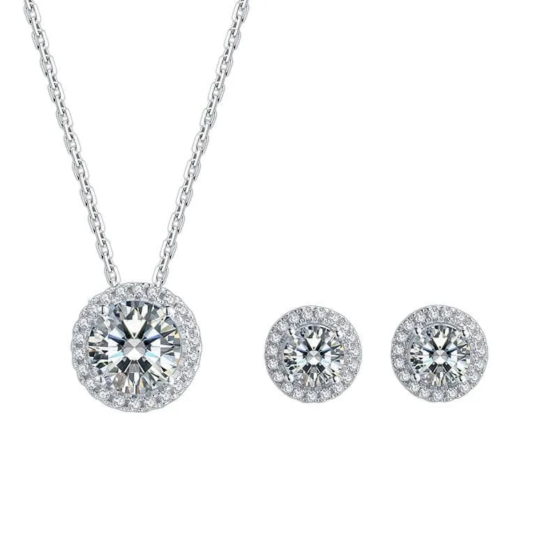 Brilliant Cut Diamond Earrings and Necklace
