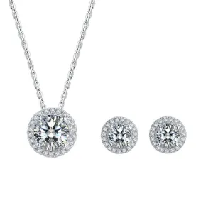 Brilliant Cut Diamond Earrings and Necklace