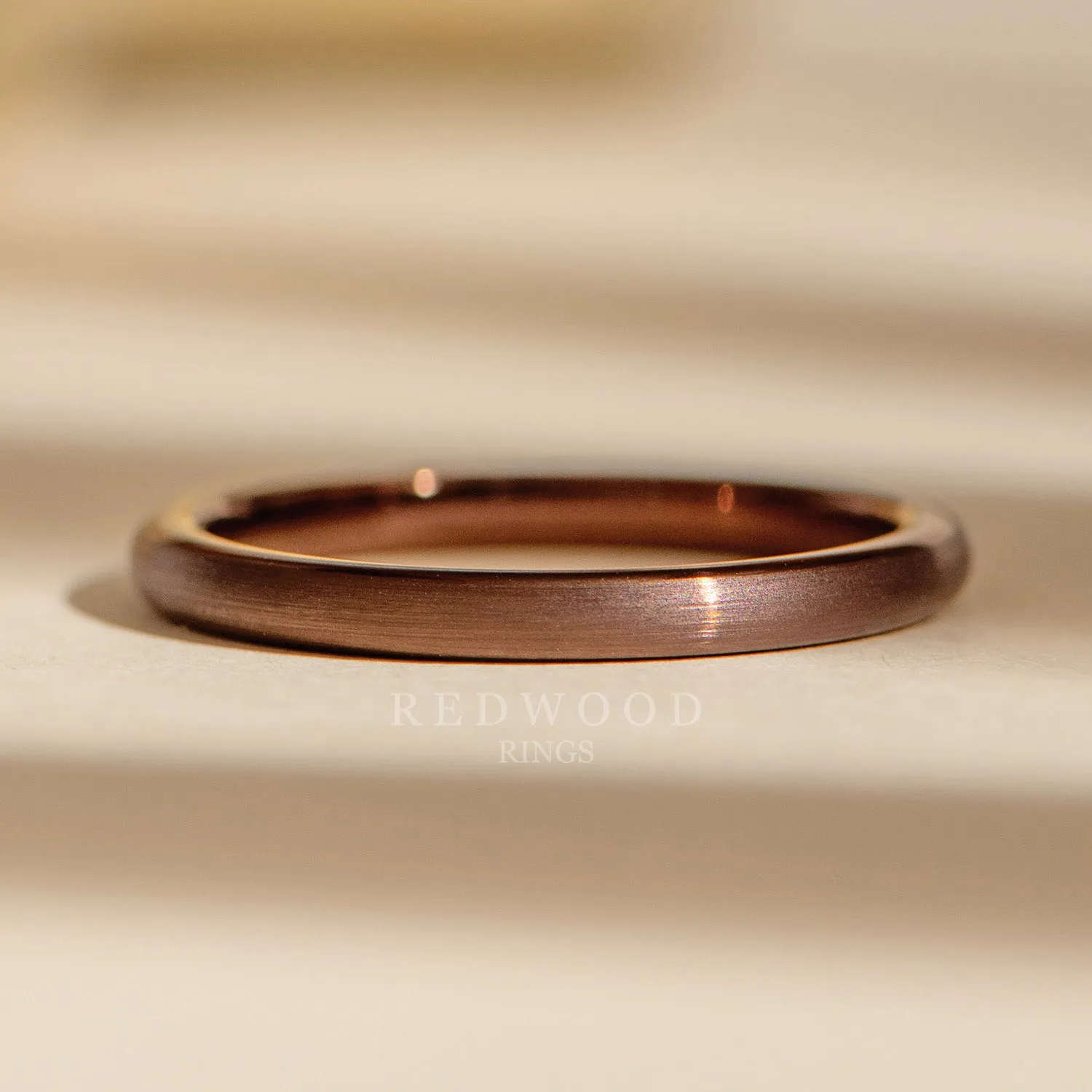 Brown Tungsten Ring, Brushed Finish - 2MM