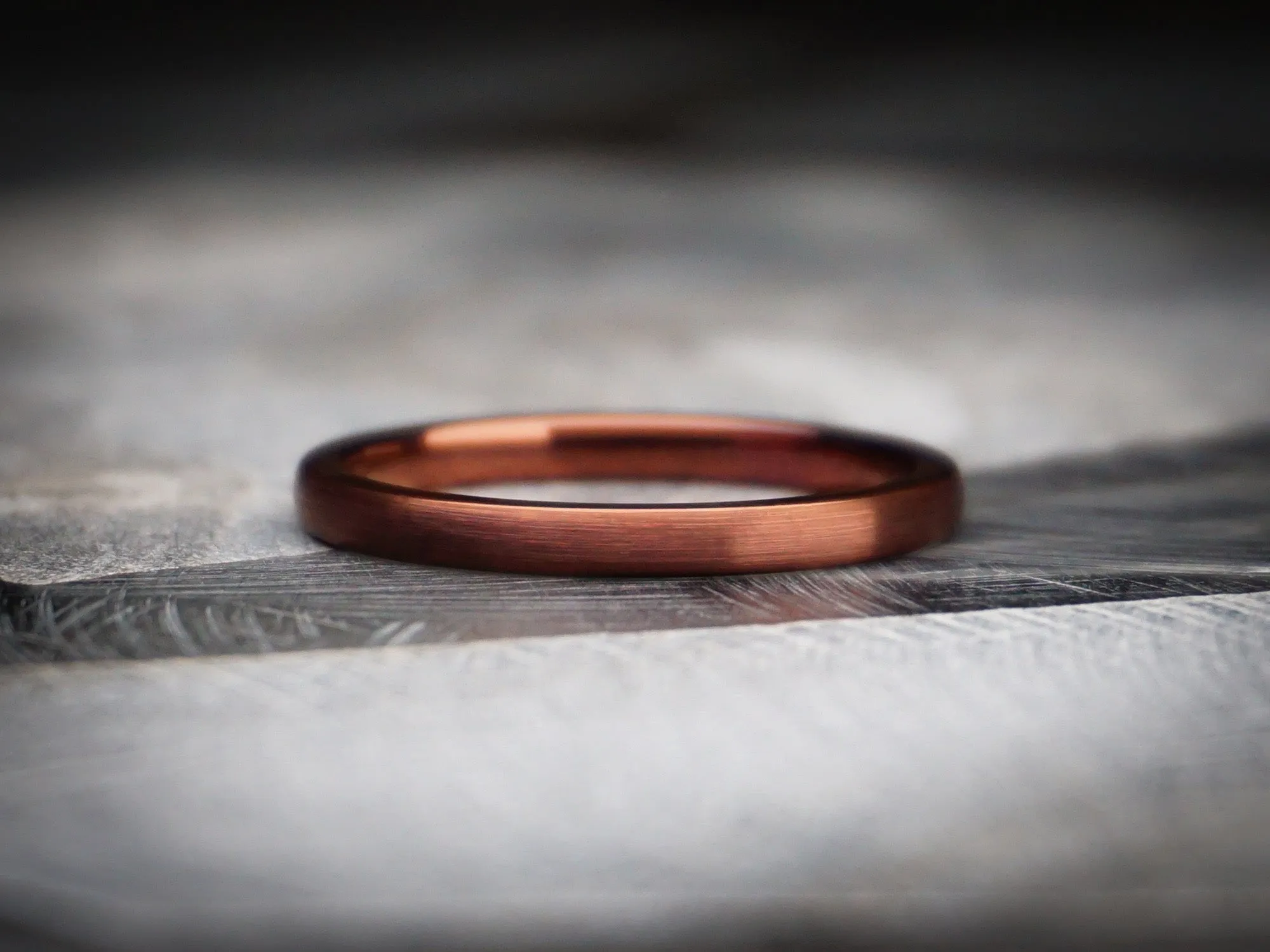 Brown Tungsten Ring, Brushed Finish - 2MM