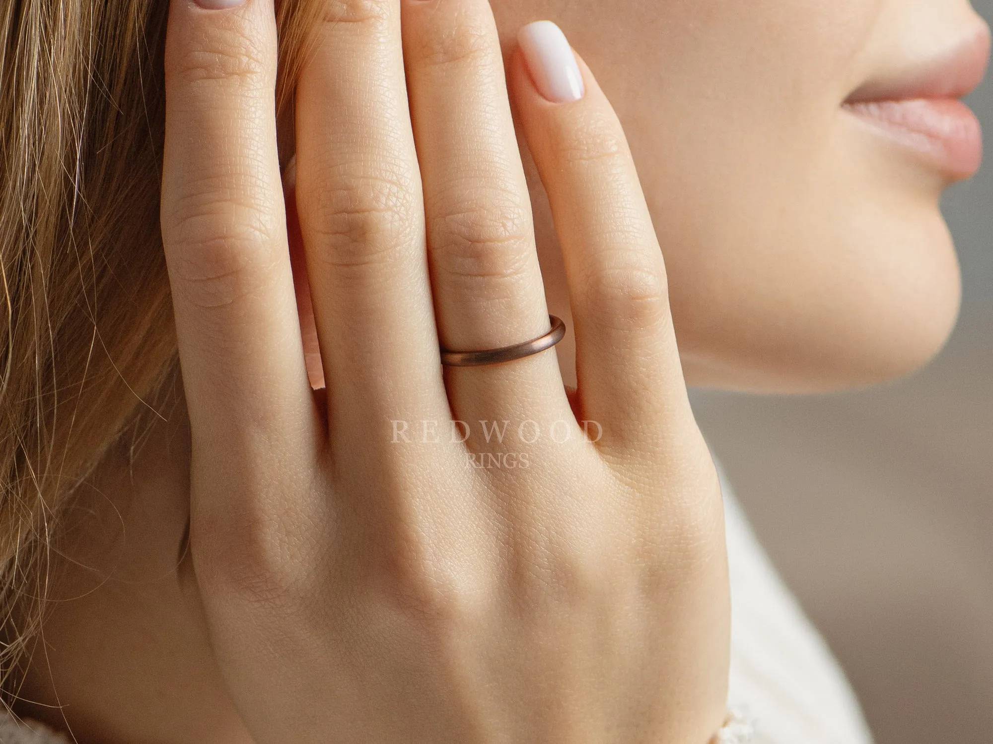 Brown Tungsten Ring, Brushed Finish - 2MM