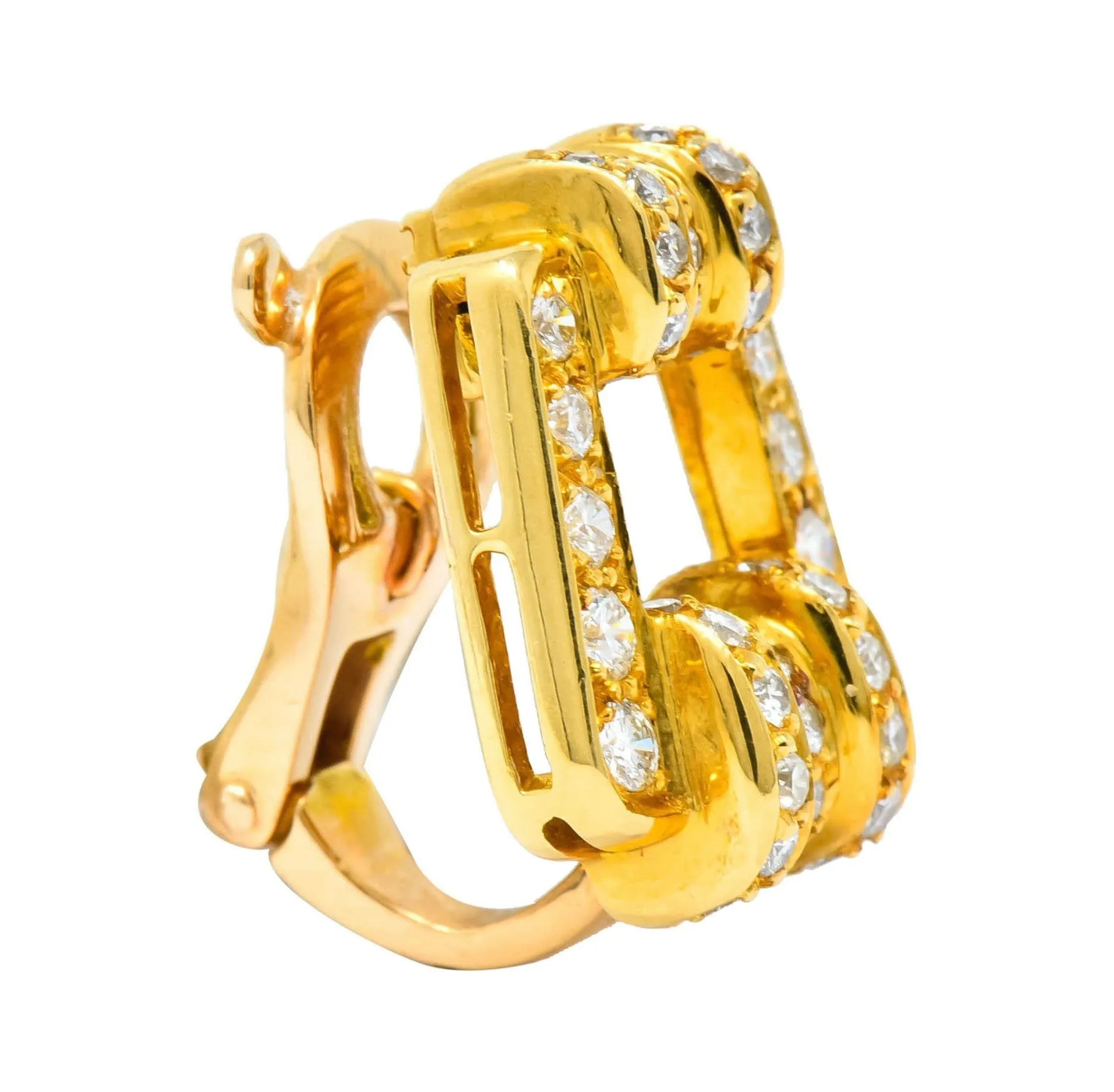 Bulgari Diamond 18 Karat Gold Link Ear-Clip Earrings