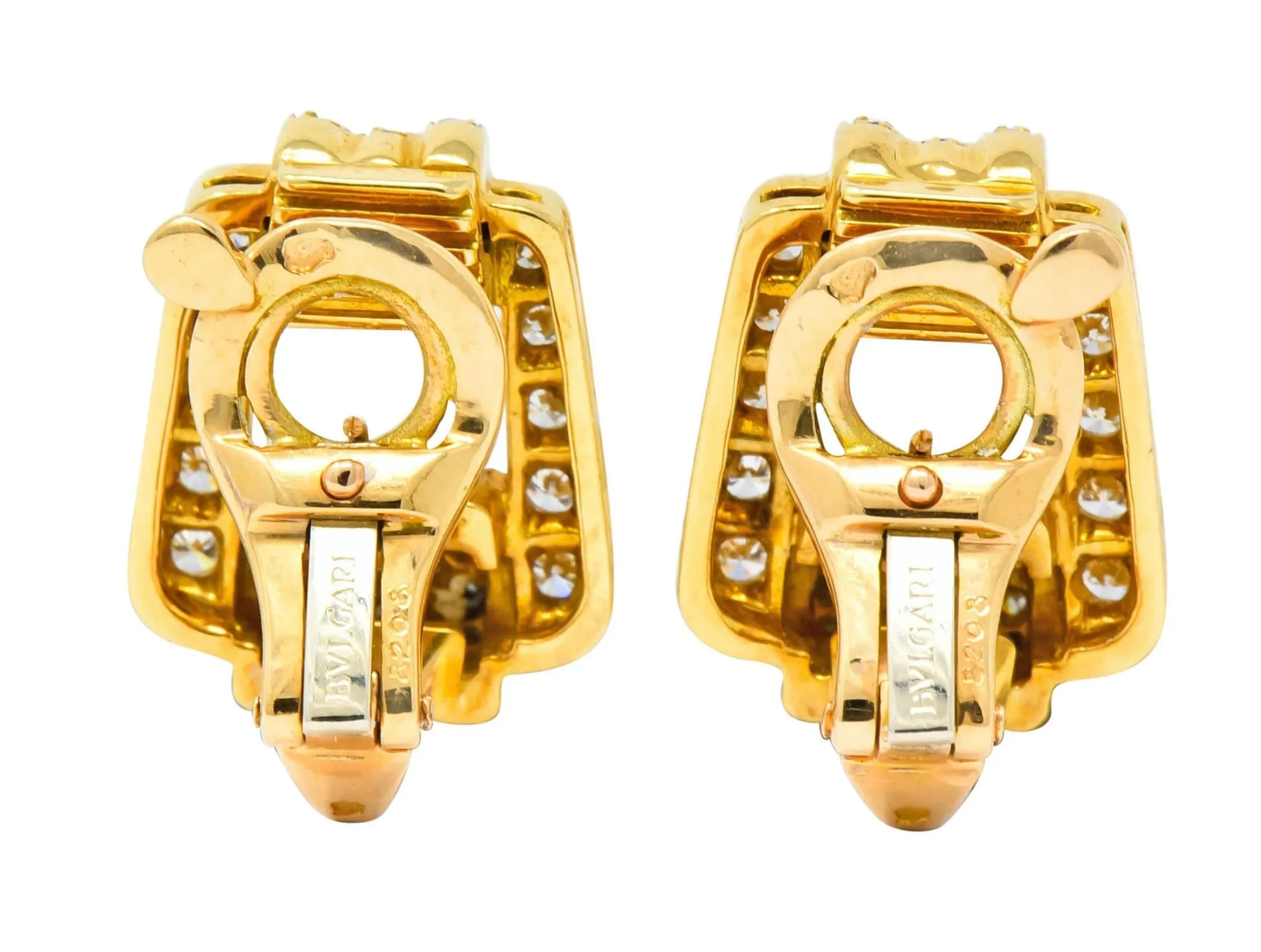 Bulgari Diamond 18 Karat Gold Link Ear-Clip Earrings