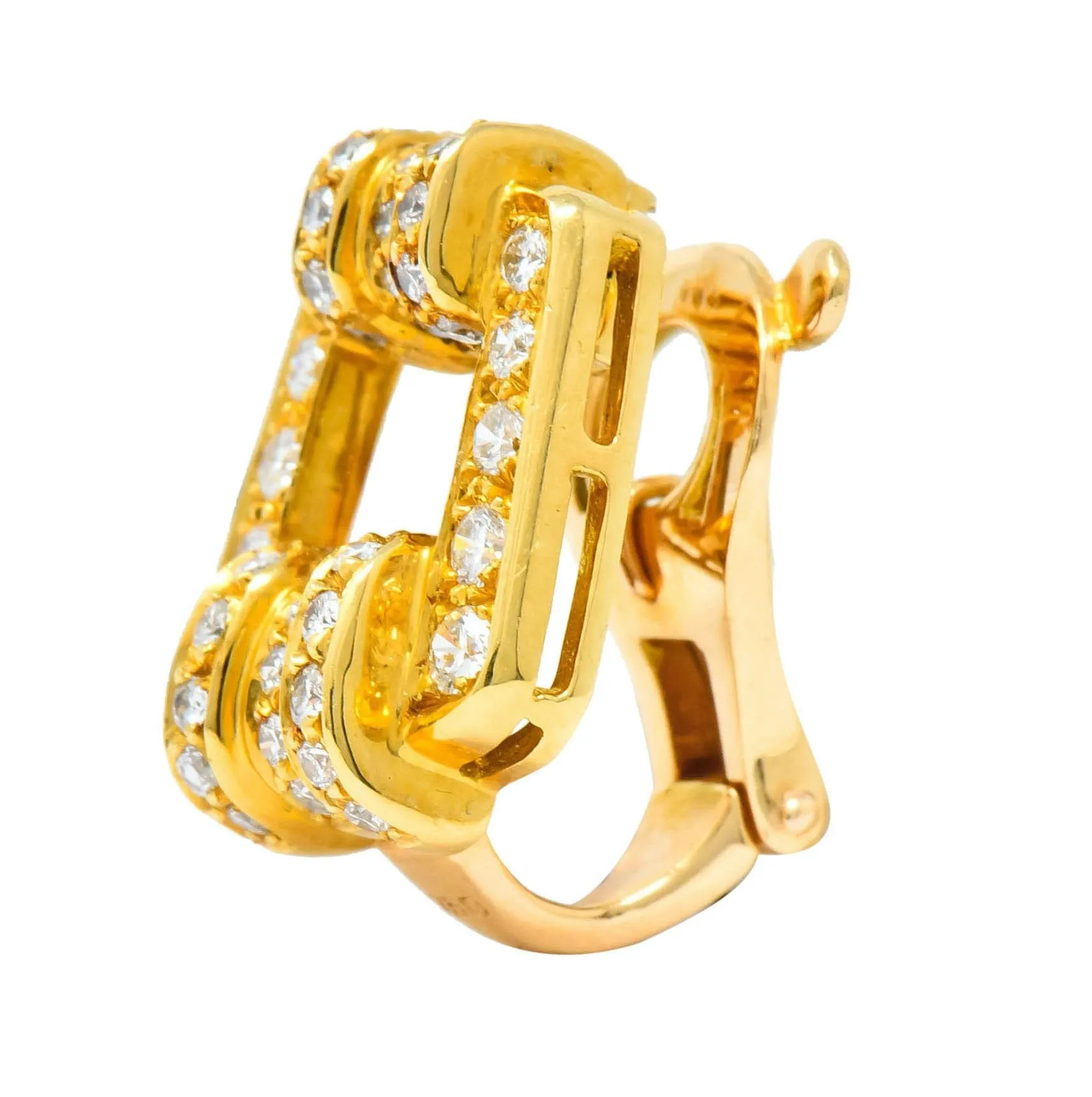 Bulgari Diamond 18 Karat Gold Link Ear-Clip Earrings