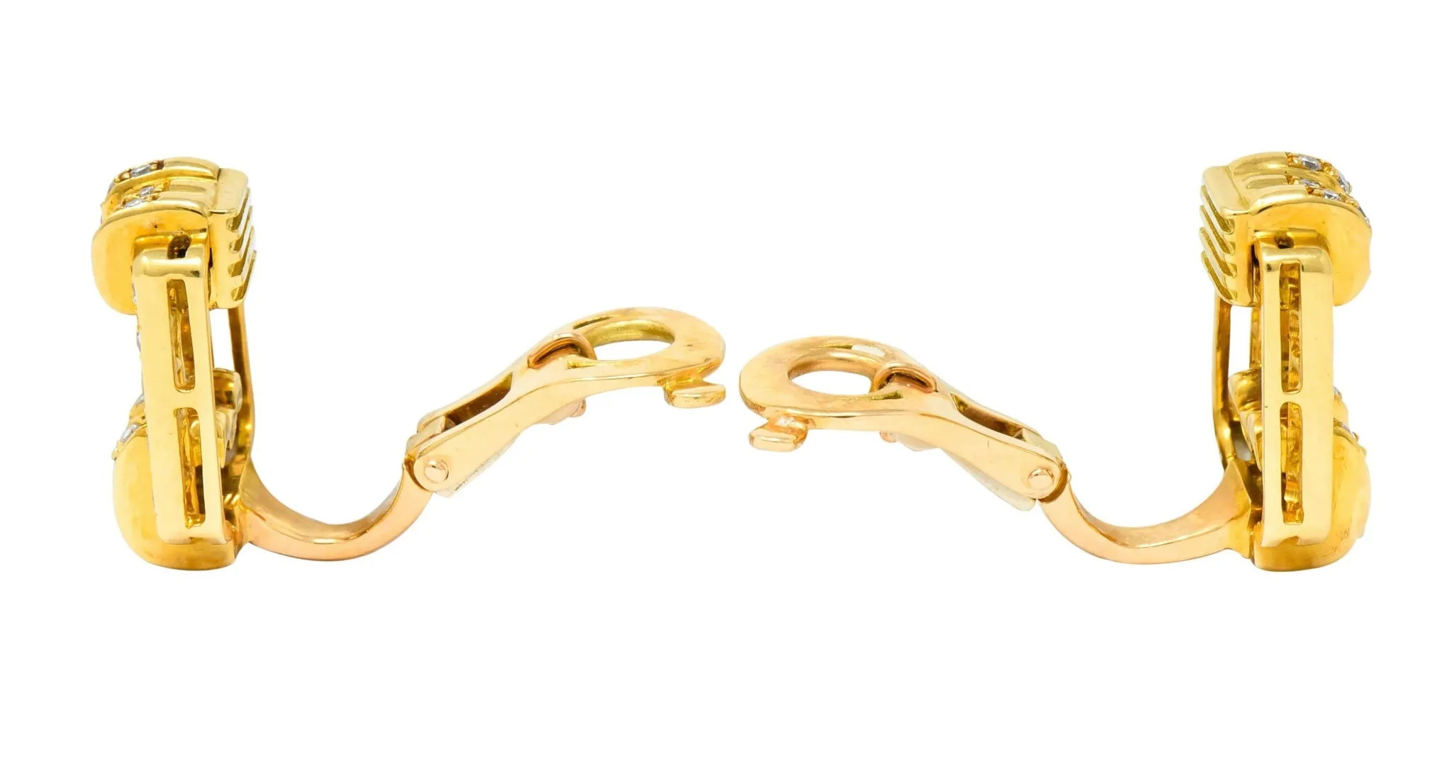 Bulgari Diamond 18 Karat Gold Link Ear-Clip Earrings