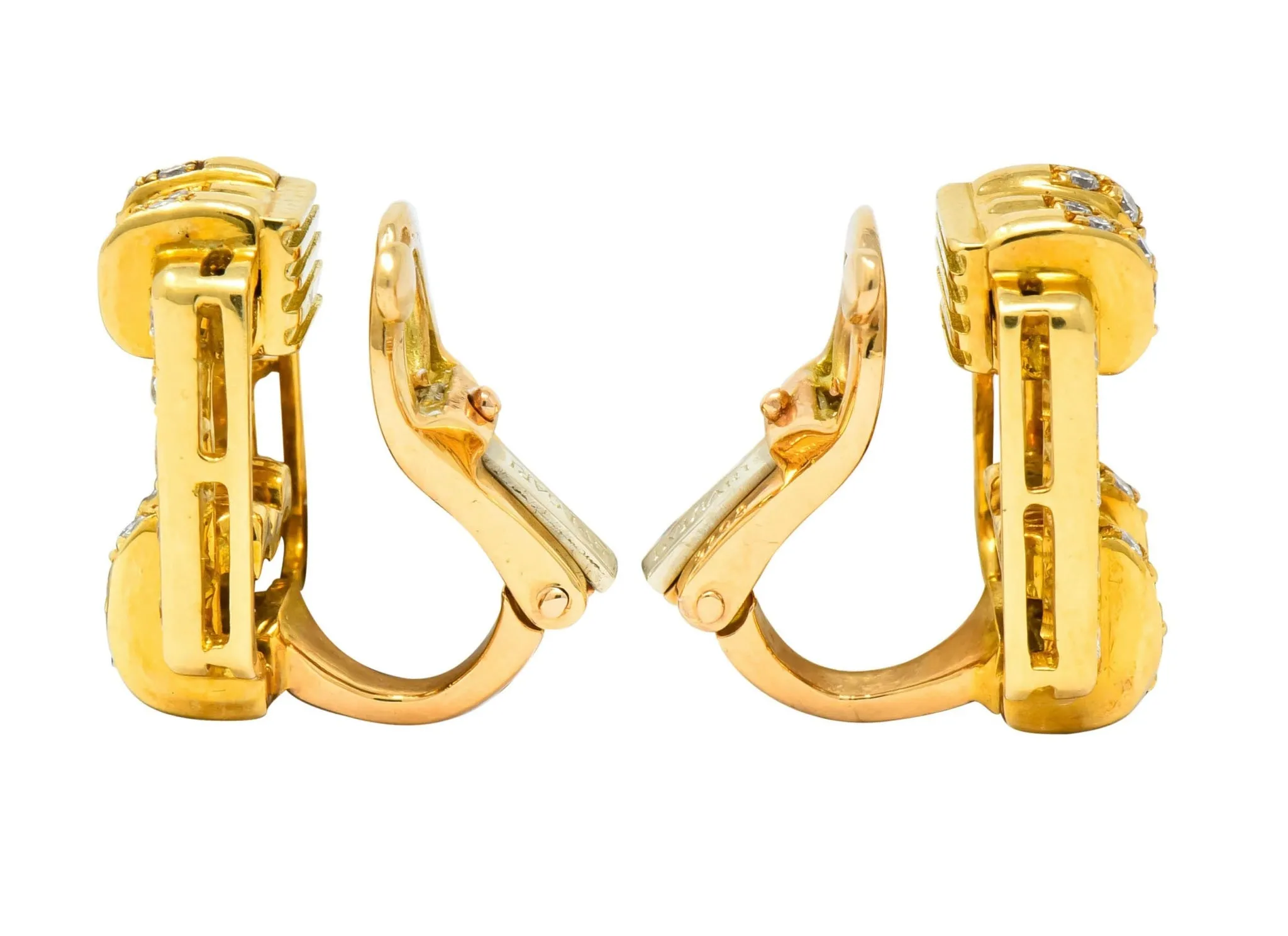 Bulgari Diamond 18 Karat Gold Link Ear-Clip Earrings