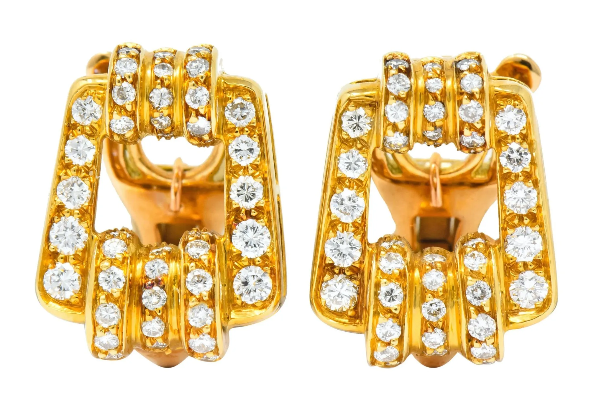 Bulgari Diamond 18 Karat Gold Link Ear-Clip Earrings