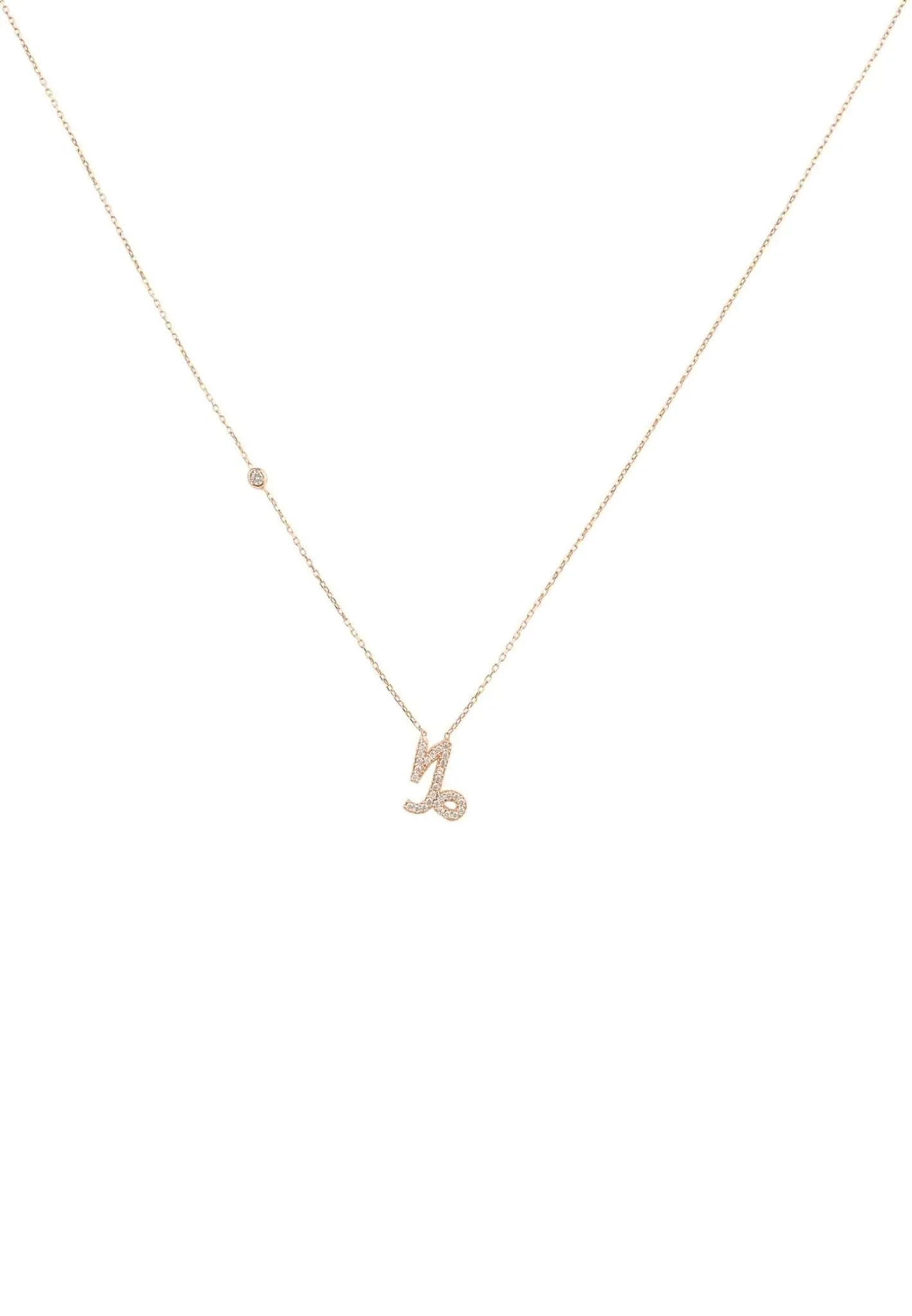 Capricorn Zodiac Necklace Dipped in Rose Gold and White Zircon