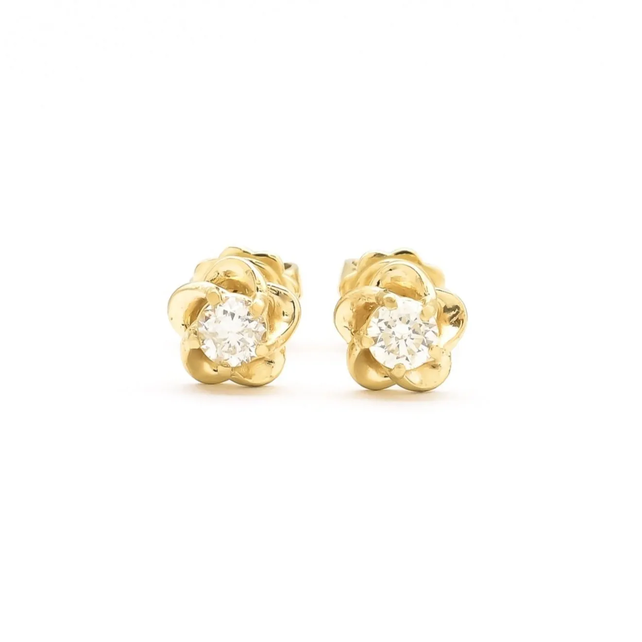 CERTIFIED Real Diamond Earrings – Solid 14k Gold Earrings – Dainty Diamond Flower Earrings