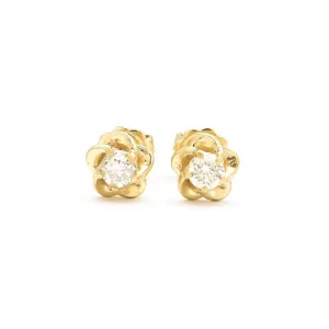 CERTIFIED Real Diamond Earrings – Solid 14k Gold Earrings – Dainty Diamond Flower Earrings