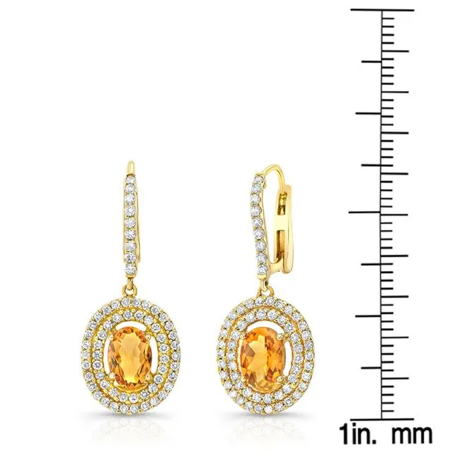 Citrine And Diamond Earrings In 14k Yellow Gold (3/4 Ct. Tw.)
