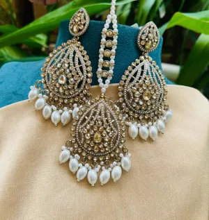 Classic Kundan Earrings and Mang Tikka Set for Weddings and Cultural Celebrations