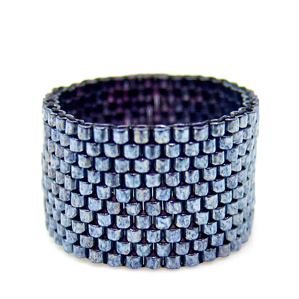 Classic Metallic Pyrite Beaded Ring