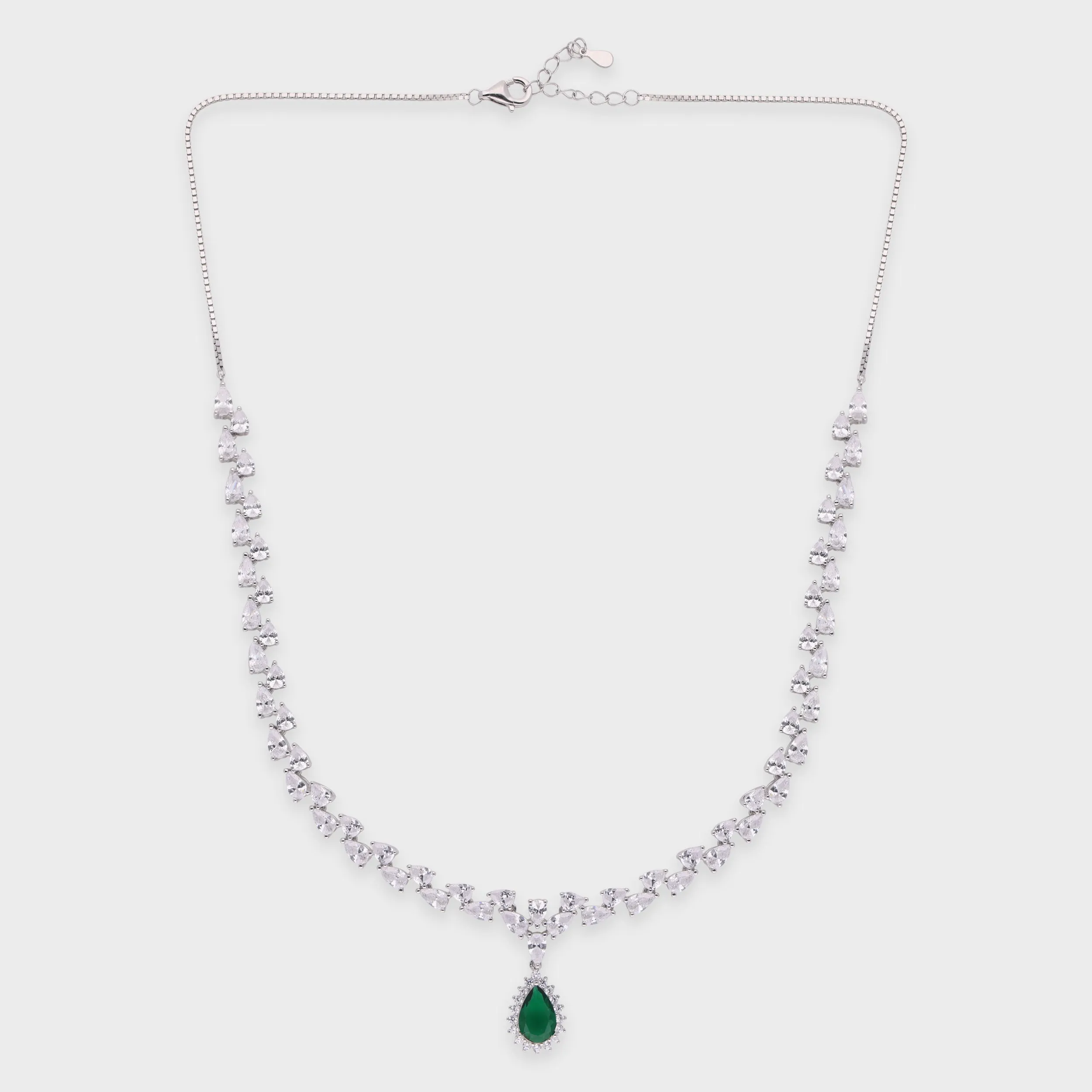 Classic Pear-Cut Centerpiece Necklace – Silver & Rose-Tone Variants | SKU : 0021188824, 0021188800, 0021188787, 0003525845, 0003525425