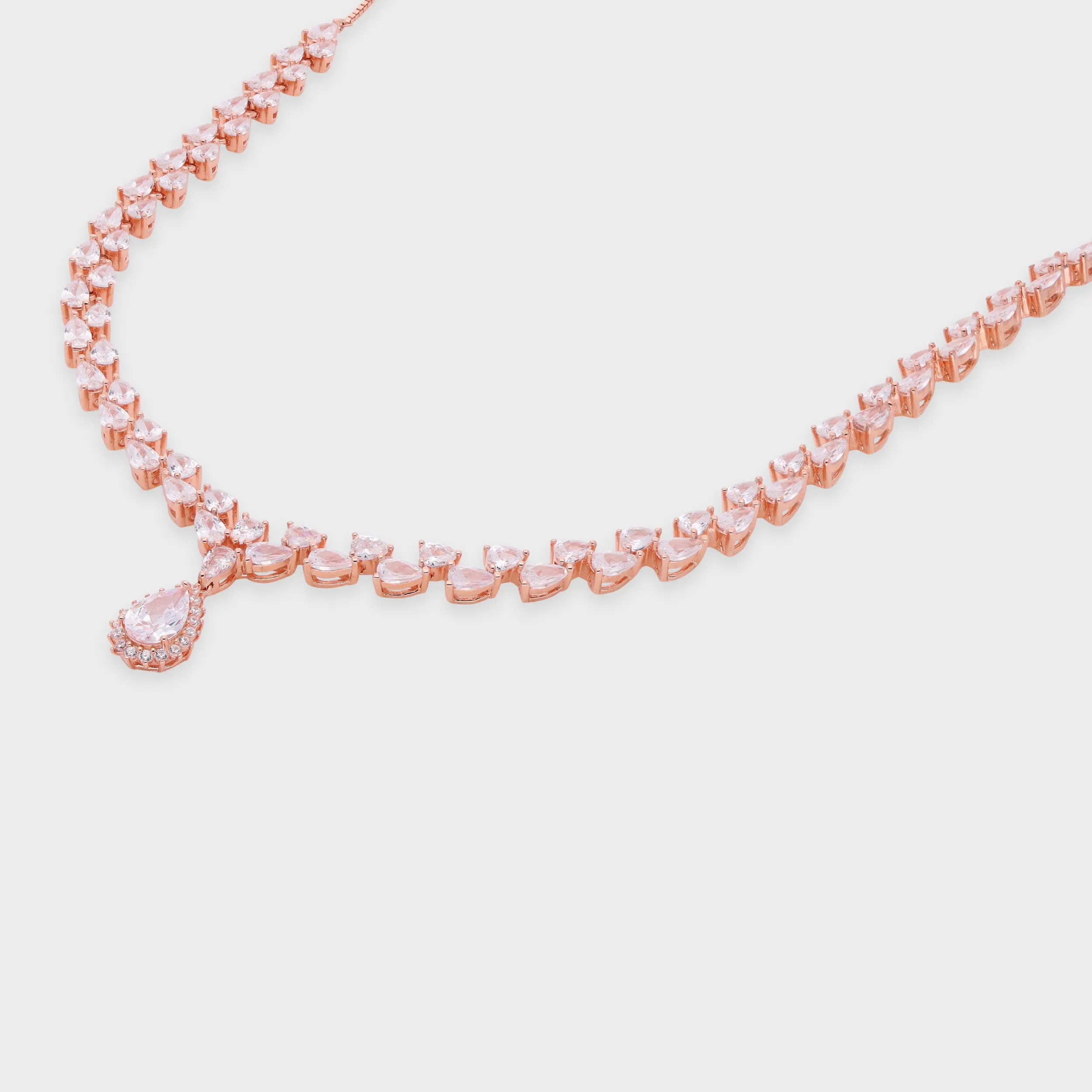 Classic Pear-Cut Centerpiece Necklace – Silver & Rose-Tone Variants | SKU : 0021188824, 0021188800, 0021188787, 0003525845, 0003525425