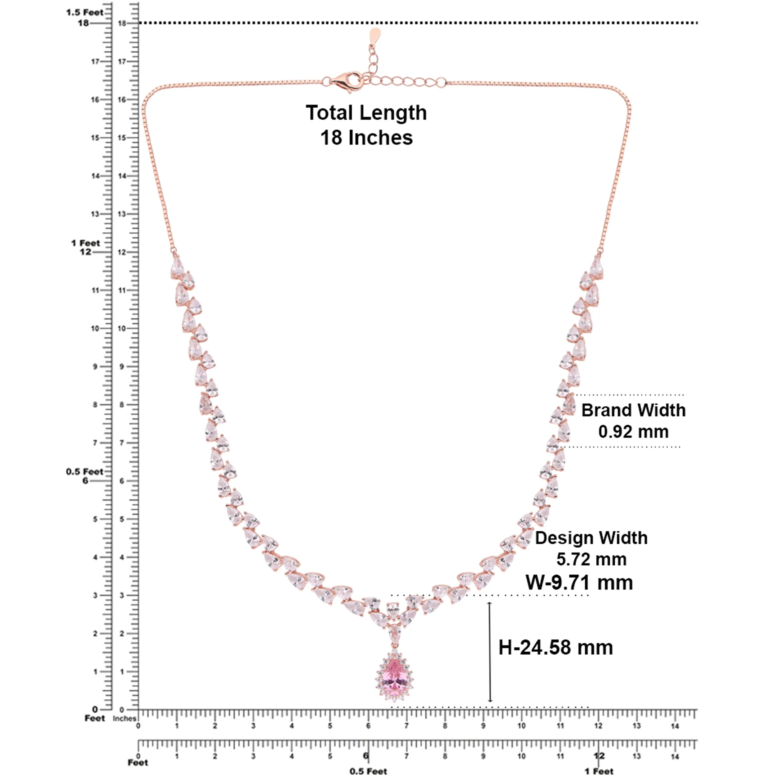 Classic Pear-Cut Centerpiece Necklace – Silver & Rose-Tone Variants | SKU : 0021188824, 0021188800, 0021188787, 0003525845, 0003525425