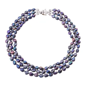 Coco Cultured Black Pearl Necklace, Sterling Silver