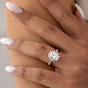 COCO | Oval Halo Lab Grown Diamond Engagement Ring Set in Platinum