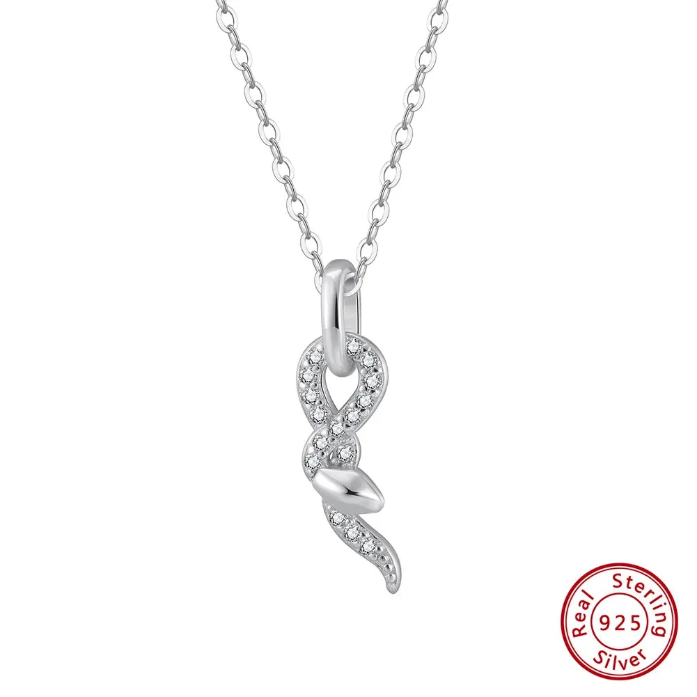 Creative 925 Silver Snake Pendant Chain Necklace with Brilliant
