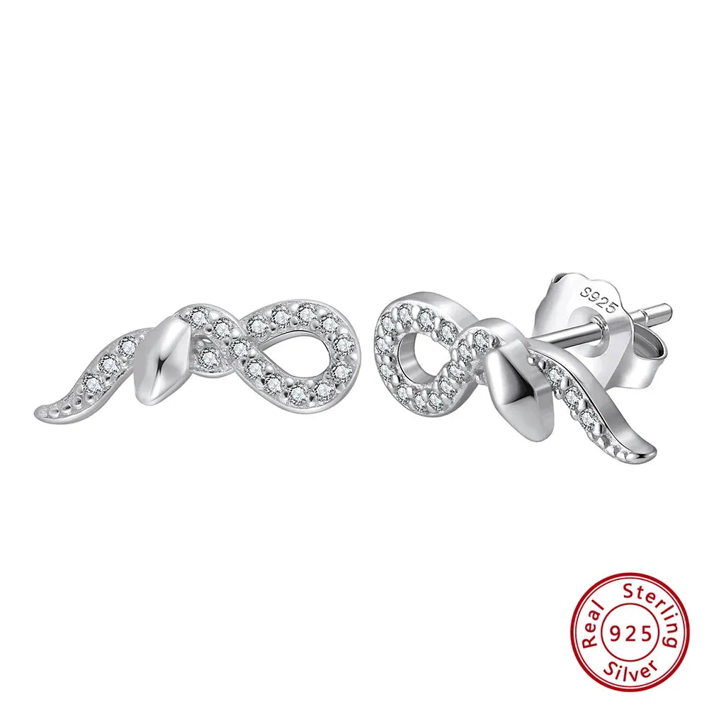 Creative 925 Silver Snake Pendant Chain Necklace with Brilliant