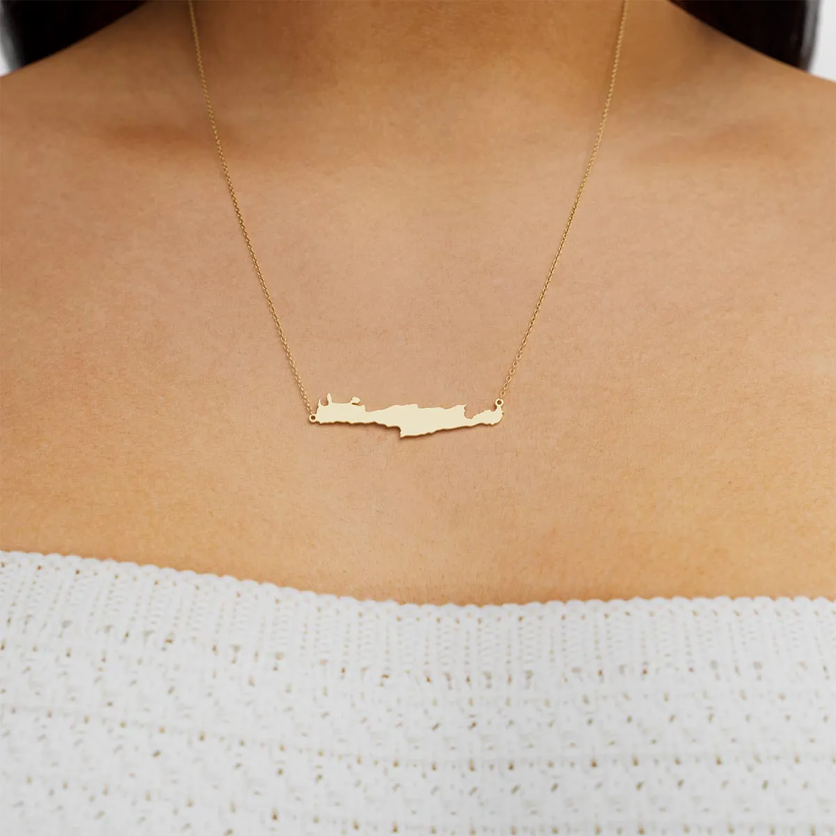 Crete Island Map Necklace
