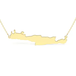 Crete Island Map Necklace