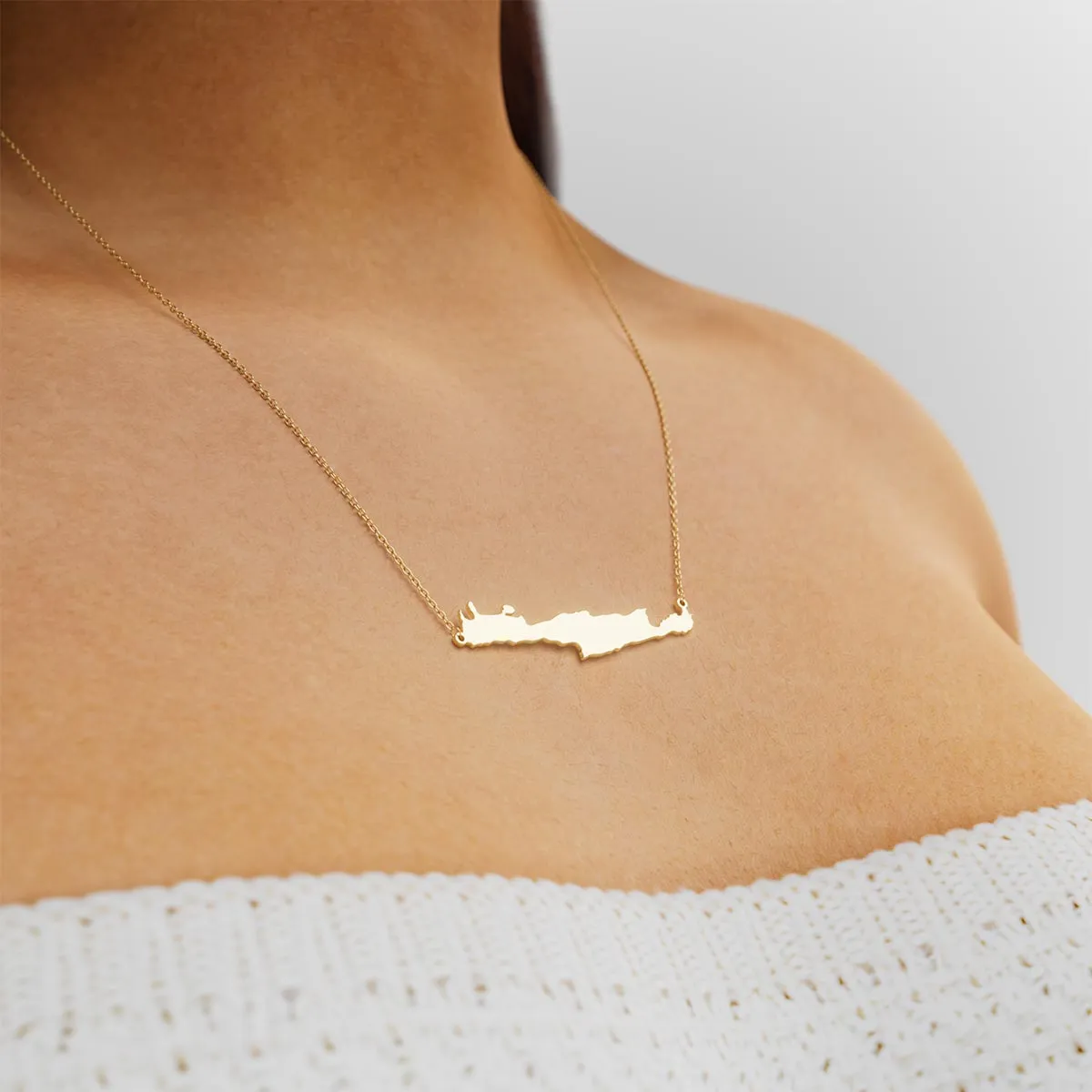 Crete Island Map Necklace
