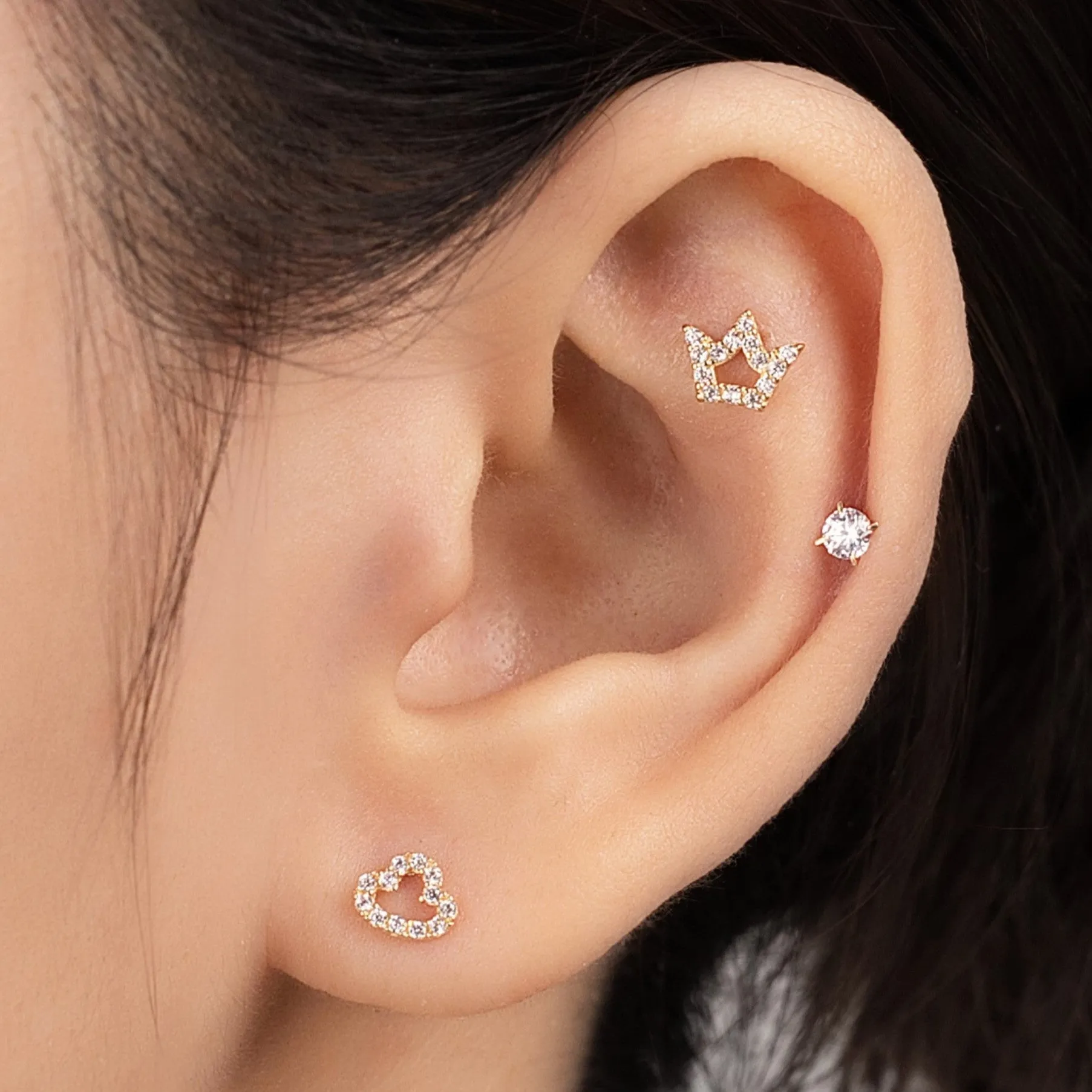 Crownie Piercing in Yellow Gold with Cubic Zirconia
