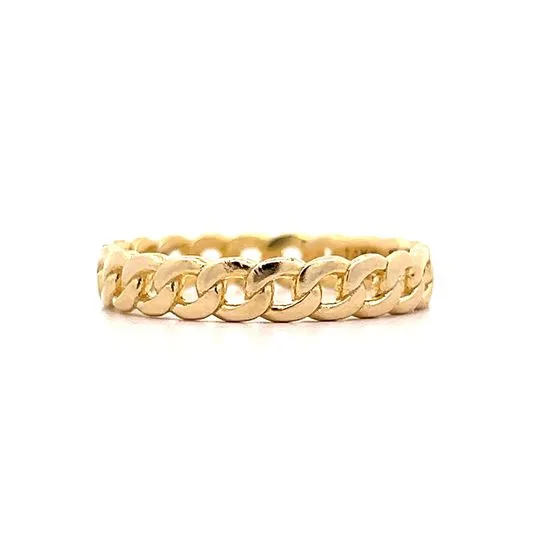 Curb Link Chain Stacking Ring in 14k Yellow Gold