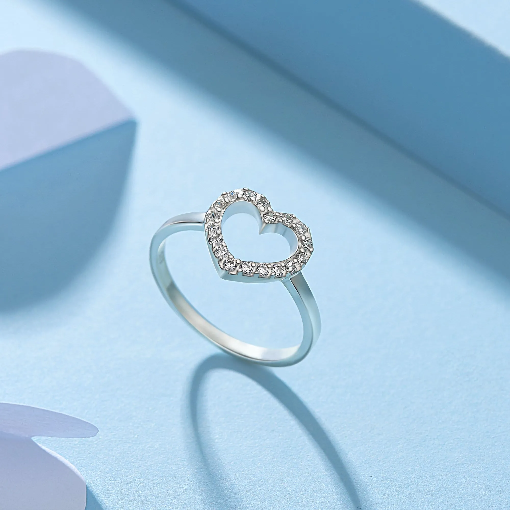 CZ Open Heart Rings Sterling Silver