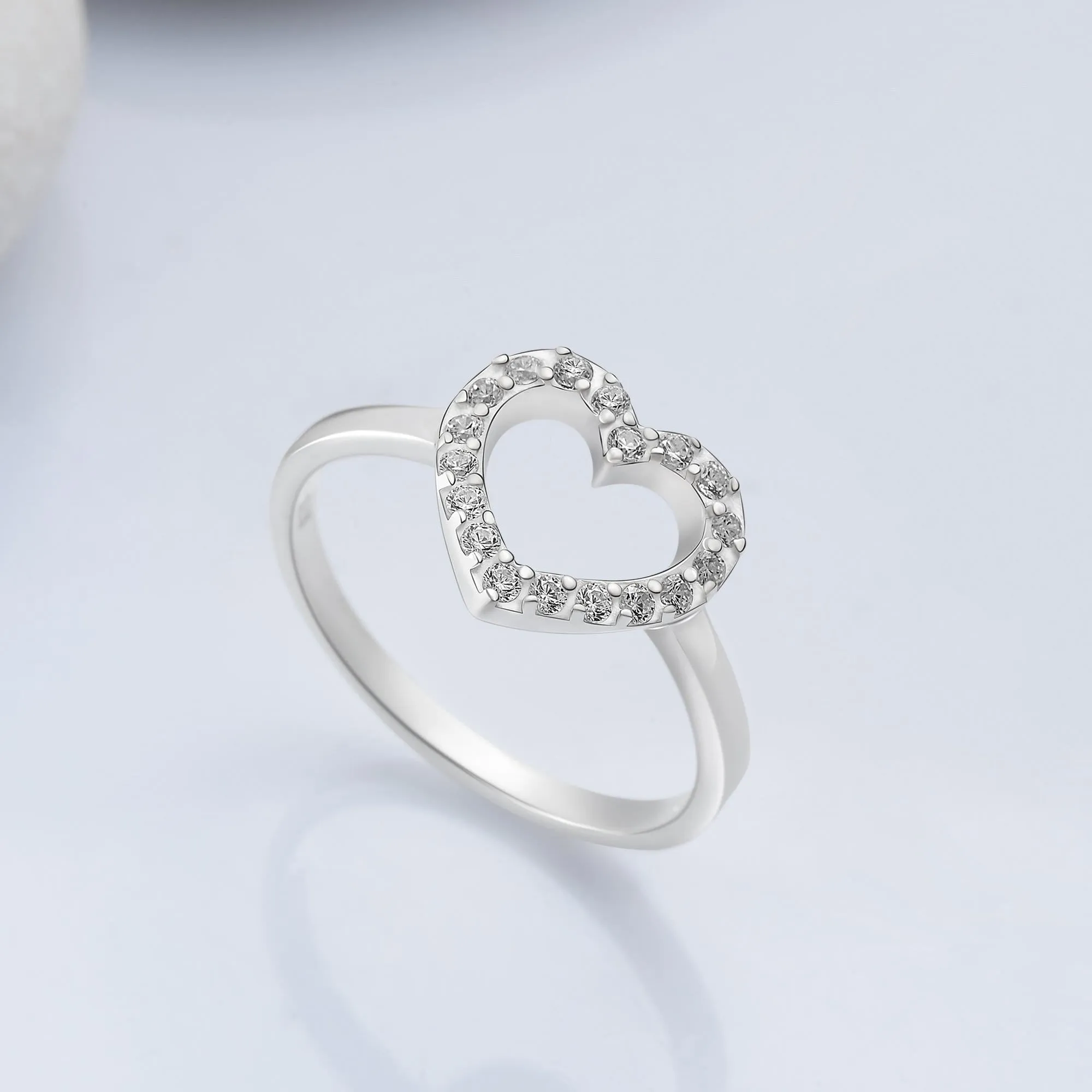 CZ Open Heart Rings Sterling Silver