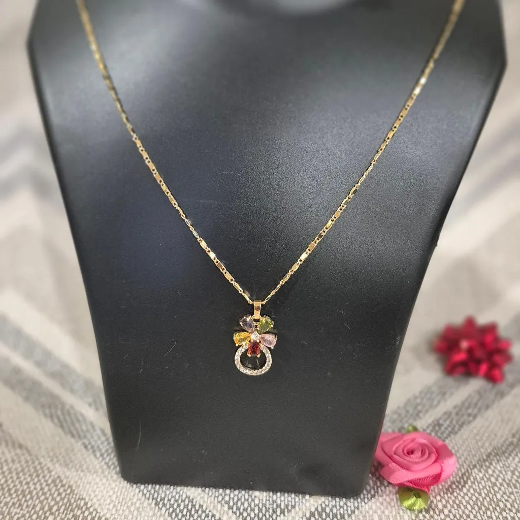 Diamond Flower Multicolor American Diamond Necklace
