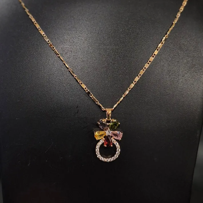 Diamond Flower Multicolor American Diamond Necklace