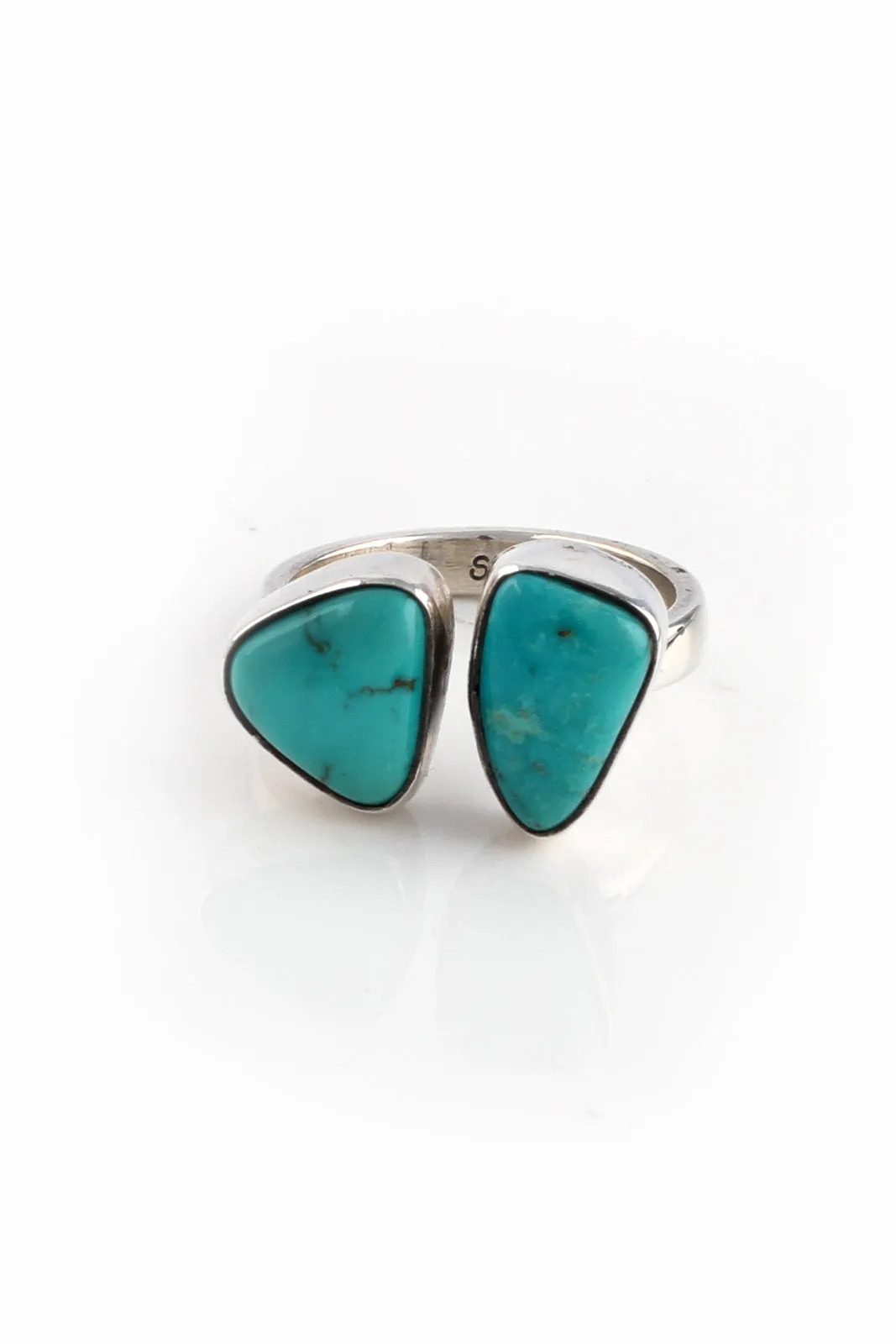 Double Stone Kingman Turquoise Ring (Size 7 adjustable)
