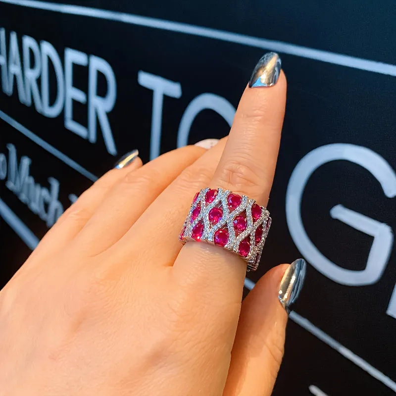Elegant Wide Band Zirconia Ring