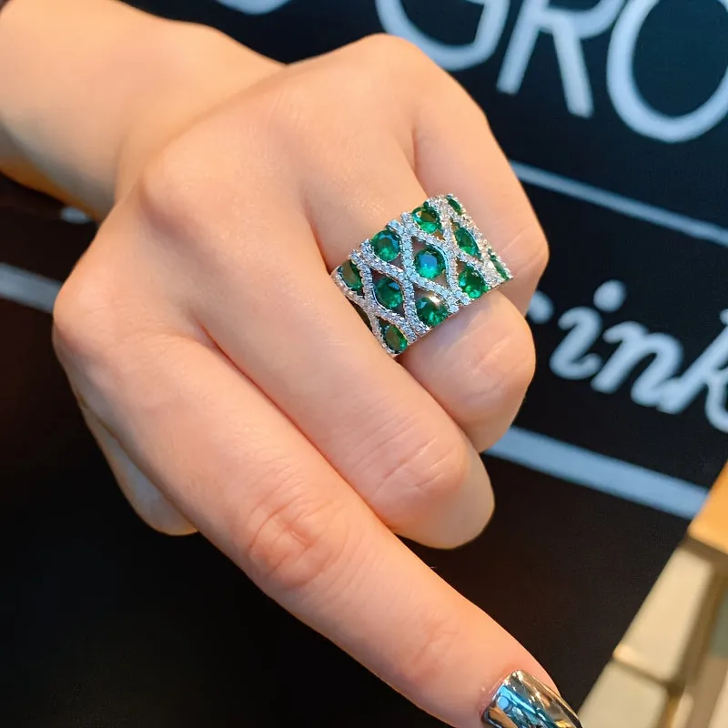 Elegant Wide Band Zirconia Ring