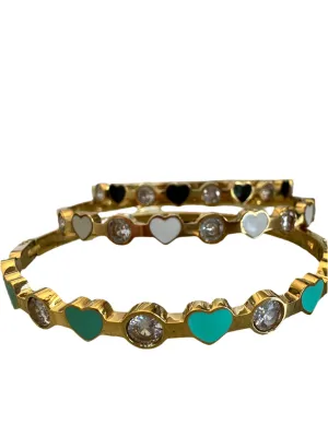 Enamel Heart and Bling Bangle