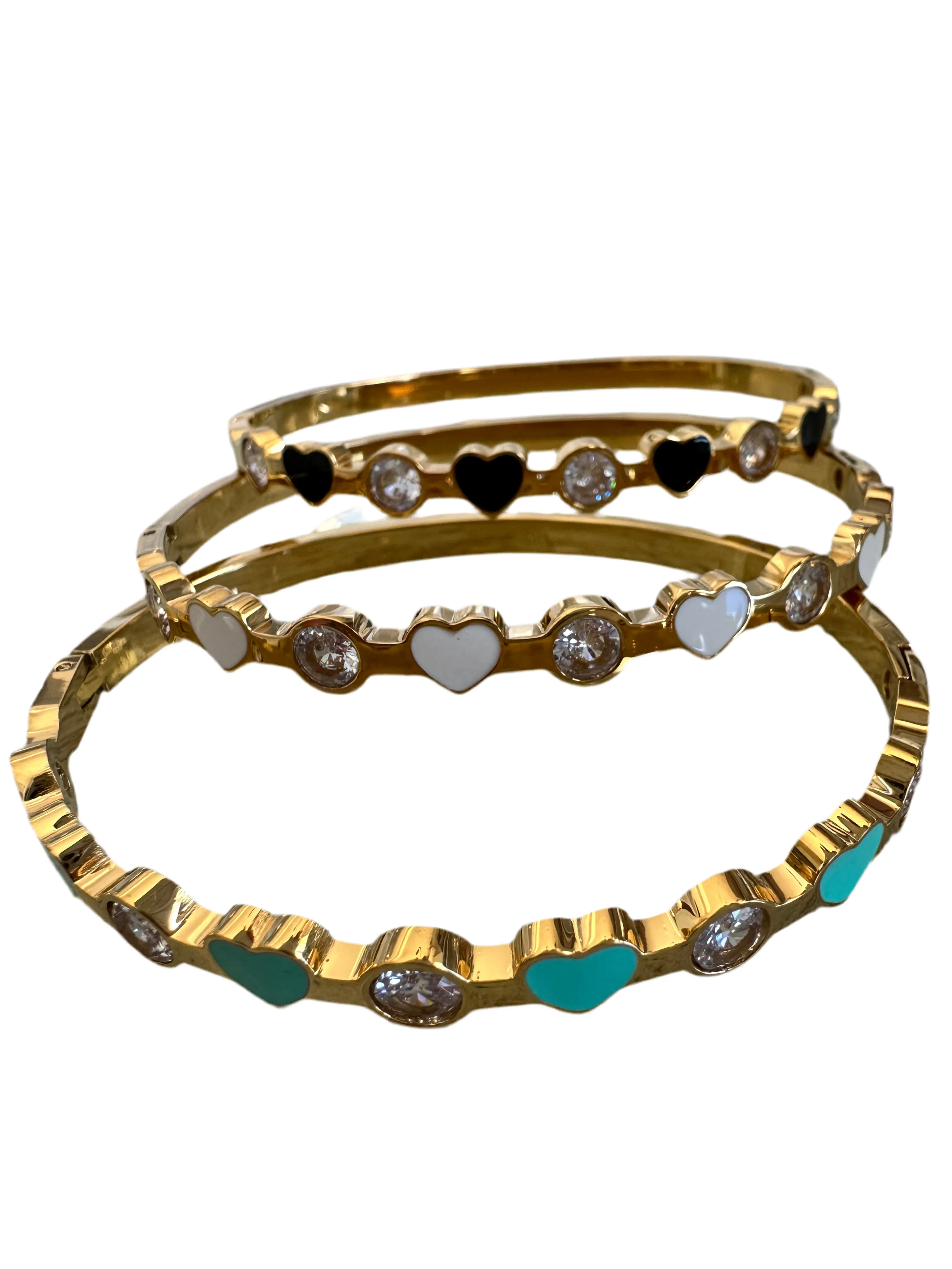 Enamel Heart and Bling Bangle