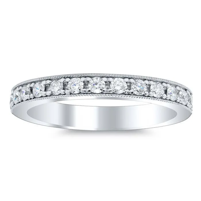 Eternity Ring Pave Half Round Milgrain Setting
