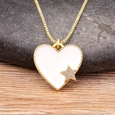 Exquisite Zircon Romantic Heart Women Pendant Simple Star Crystal Necklace