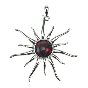 Fire Opal Sun 925 Sterling silver Pendant