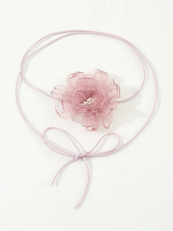 Flower Shape Gauze Necklaces Accessories Dainty Necklace