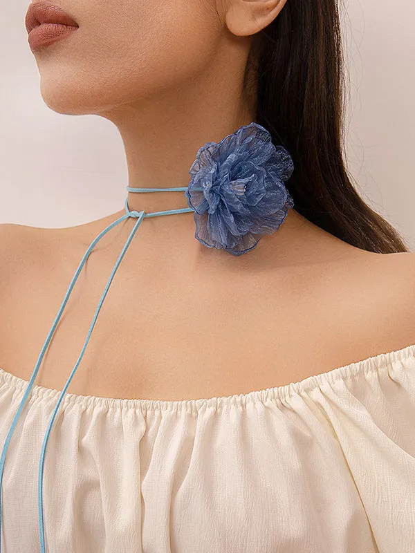 Flower Shape Gauze Necklaces Accessories Dainty Necklace