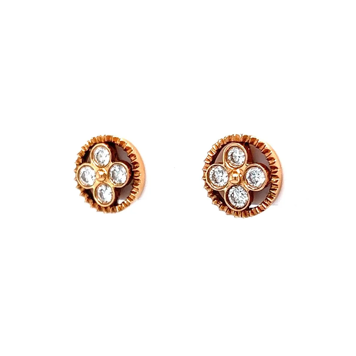 Geometric Diamond Cluster Earrings in Rose Gold