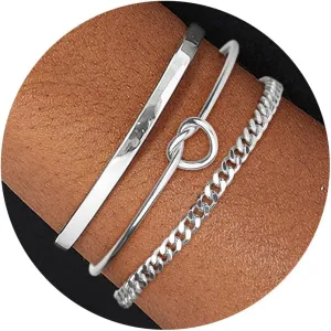 Gold Cuff Bracelets for Women,Dainty Gold Bangle Bracelets Set for Women Trendy, Simple Cuban Chain Bracelet Stack Jewelry