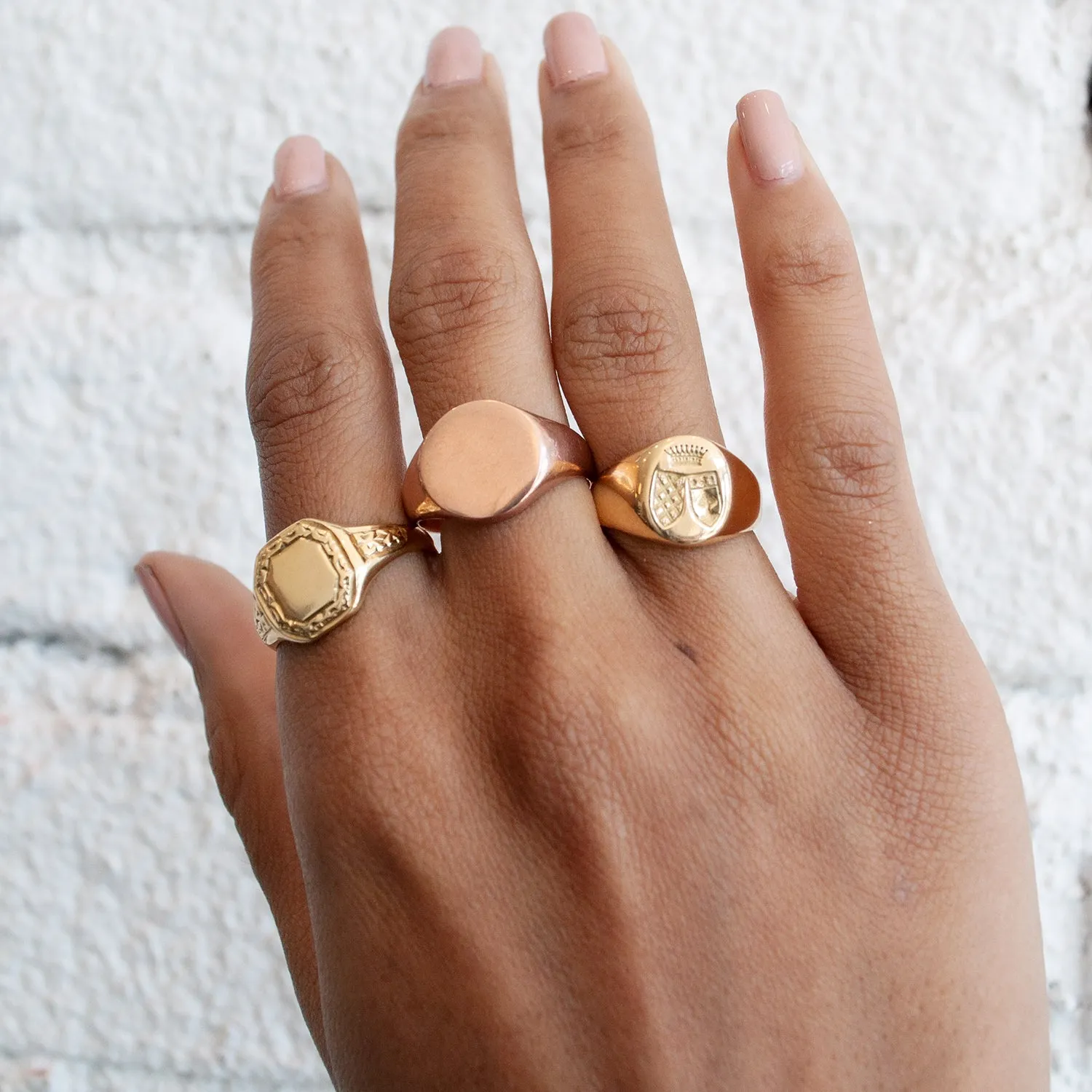 Gold Double Shield Signet Ring