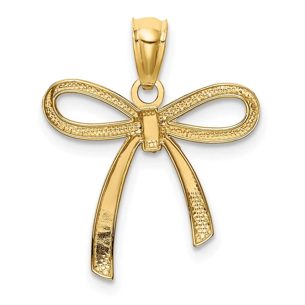 Gold Small Ribbon Bow Pendant Necklace Model-YC1258