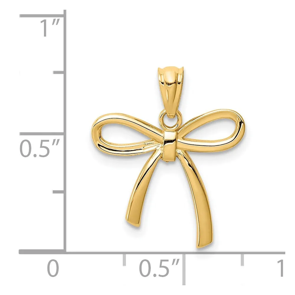 Gold Small Ribbon Bow Pendant Necklace Model-YC1258